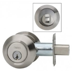 bore deadbolt inch auxiliary hole steel omnia cylinder stainless single modern